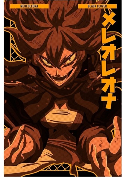 Mereoleona Vermillion Siyah Yonca Anime Star Edition -Altın- Tablo Ahşap Poster Dekoratif