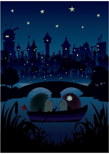 Gece Kirpi Tablo Ahşap Poster Dekoratif