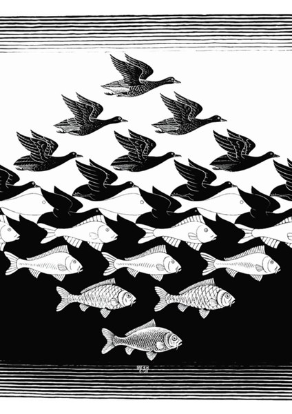 Maurits Cornelis Escher - Gökyüzü ve Su 1 Tablo Ahşap Poster Dekoratif