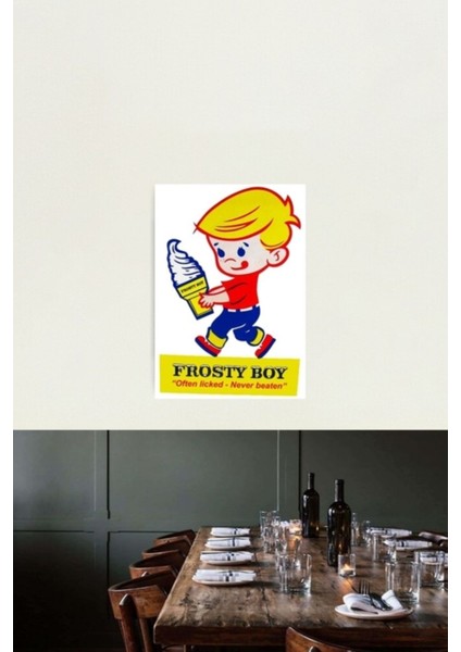 Frosty Boy Dondurma Tablo Ahşap Poster Dekoratif