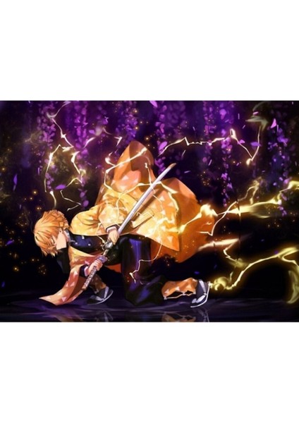 Kimetsu No Yaiba Demon Slayer Tablo Ahşap Poster Dekoratif