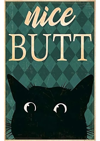 Kara Kedi Güzel Popo Tablo Ahşap Poster Dekoratif