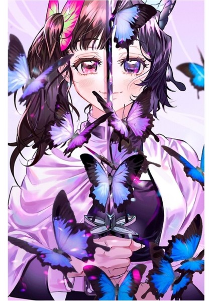 Kanao Tsuyuri x Kocho Shinobu Tablo Ahşap Poster Dekoratif