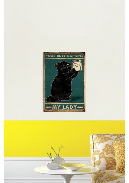 My Lady Güzel Kara Kedi Poster Tablo Ahşap Poster Dekoratif