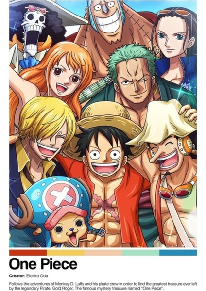 Tek Parça Poster, Eiichiro Oda, Minimalist Anime Posteri, Dekor Tablo Ahşap Poster Dekoratif