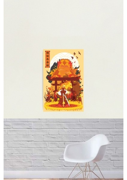 Kyojuro Rengoku Minimalist Baskı Tablo Ahşap Poster Dekoratif fiyatları