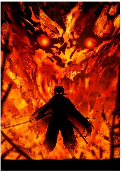 Kyojuro Rengoku - Demon Slayer Kimetsu No Yaiba Anime Tablo Ahşap Poster Dekoratif
