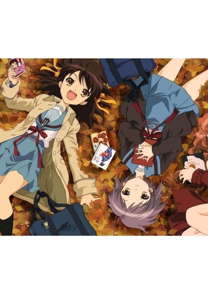 Haruhi, Nagato ve Mikuru Tablo Ahşap Poster Dekoratif