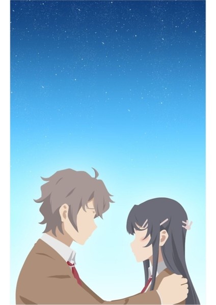 Seishun Buta Yarou Vektör Tablo Ahşap Poster Dekoratif