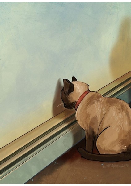 Depresyon: Günlük Kedi Çizimi 21 Haziran 2020 Tablo Ahşap Poster Dekoratif