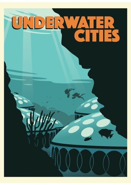 Sualtı Şehirleri Masa Oyunu- Minimalist Seyahat Poster Tarzı - Oyun Sanatı Ahşap Poster Dekoratif