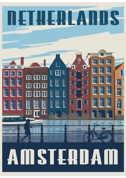 Amsterdam Seyahat Poster Tablo Ahşap Poster Dekoratif