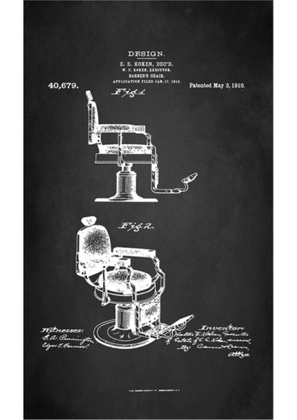 Berber Koltuğu Patent 1910 Tablo Ahşap Poster Dekoratif