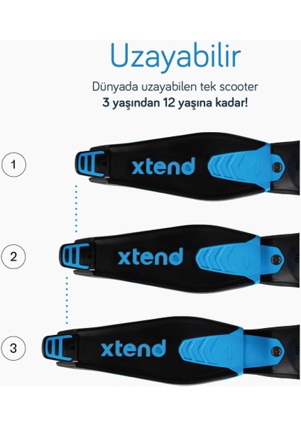 Xtend Büyüyebilen Ride On Scooter (1 - 12 Yaş) - Blue