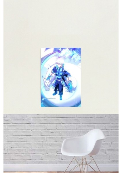 Touya ve Charizard Tablo Ahşap Poster Dekoratif