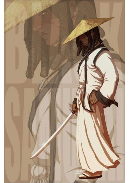 Yasuke Siyah Samuray Tablo Ahşap Poster Dekoratif