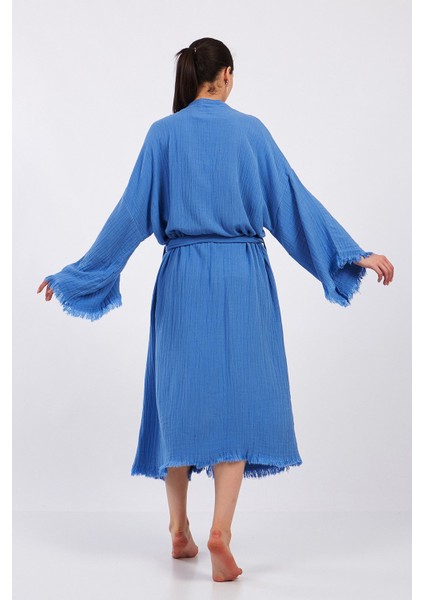 Blue Classic Pamuklu Müslin Kimono