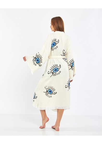 Blue Nostaljik Eye Kimono