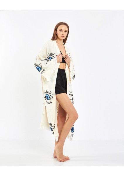 Blue Nostaljik Eye Kimono
