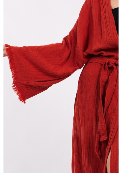 Classic Pamuklu Müslin Kimono Kırmızı