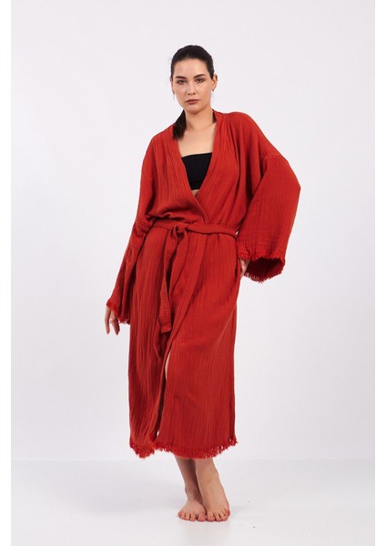 Classic Pamuklu Müslin Kimono Kırmızı