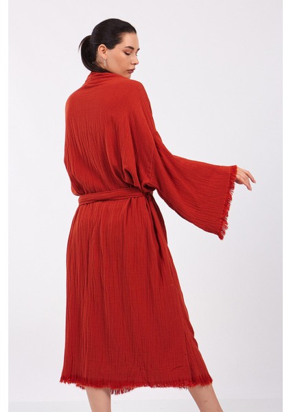 Classic Pamuklu Müslin Kimono Kırmızı