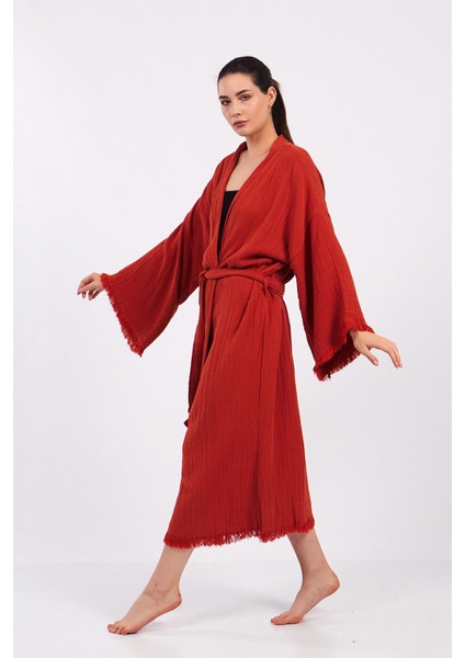Classic Pamuklu Müslin Kimono Kırmızı