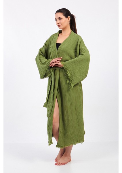 Classic Pamuklu Müslin Kimono Yeşil