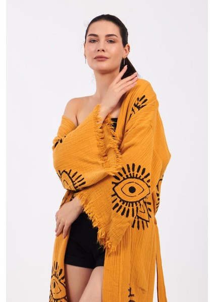 Eye Sarı Pamuklu Müslin Kimono