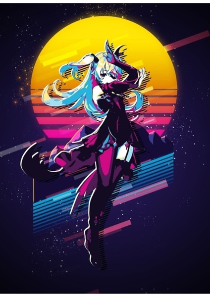 Fischl - Genshin Impact 80S Retro Tablo Ahşap Poster Dekoratif