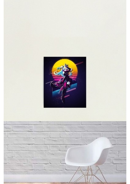Fischl - Genshin Impact 80S Retro Tablo Ahşap Poster Dekoratif