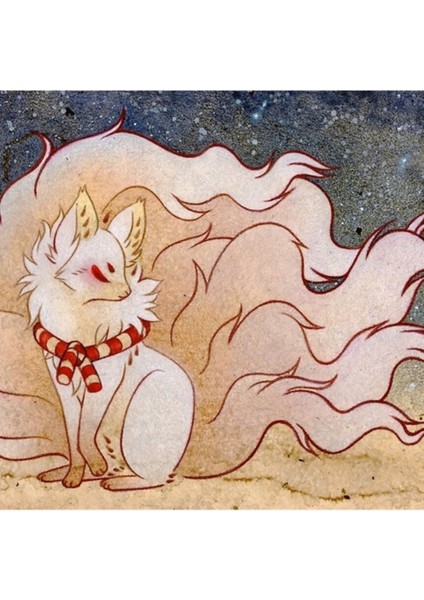Göksel Ruh - Kitsune Yokai Teakitsune Tablo Ahşap Poster Dekoratif