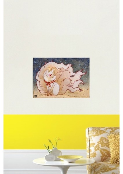 Göksel Ruh - Kitsune Yokai Teakitsune Tablo Ahşap Poster Dekoratif