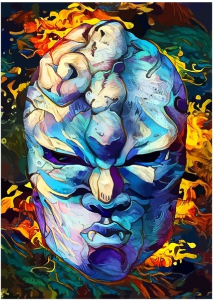 Taş Maske Tablo Ahşap Poster Dekoratif