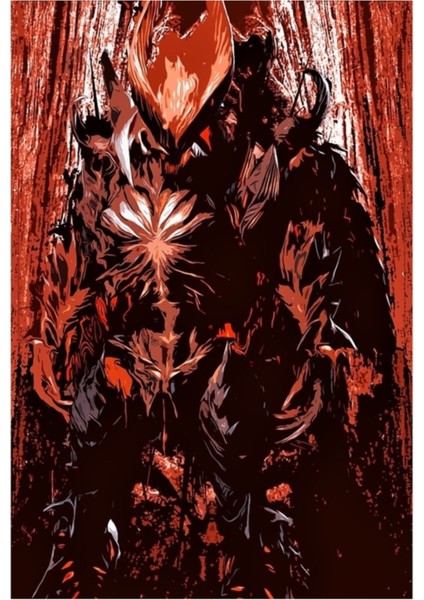 Kırmızı Yüce Iblis Tablo Ahşap Poster Dekoratif