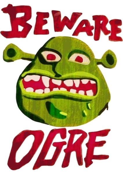 Cuidado Ogro Shrek Dikkat Ogre Tablo Ahşap Poster Dekoratif
