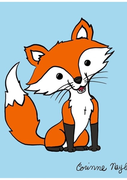 Mutlu Tilki Tablo Ahşap Poster Dekoratif