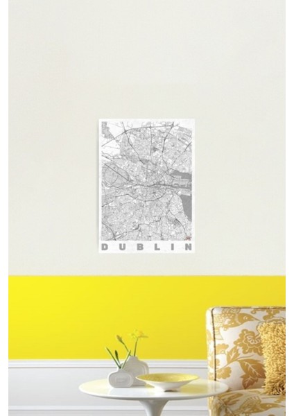 Dublin Haritası Çizgi Tablo Ahşap Poster Dekoratif fiyatları