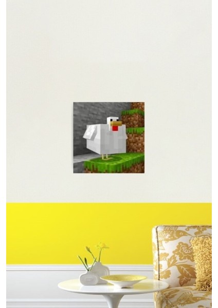 Minecraft Şişman Tavuk Tablo Ahşap Poster Dekoratif