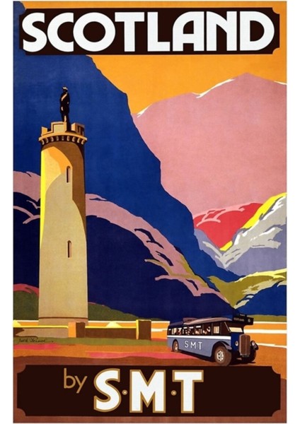 Iskoçya Seyahat Poster Tablo Ahşap Poster Dekoratif