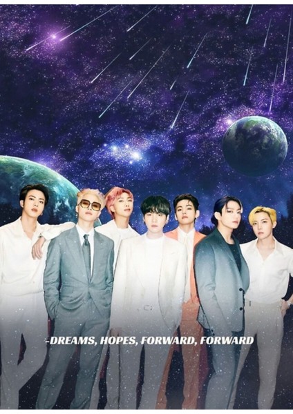 Bts Bangtan Vintage Işıltılı Tablo Ahşap Poster Dekoratif KOD1338