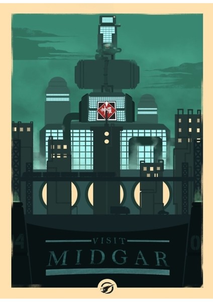 Midgar'ı Ziyaret Edin - Minimalist Seyahat Tarzı - Video Oyunu Sanatı Tablo Ahşap Poster Dekoratif