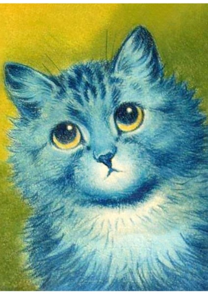 Mavi Kedi - Louis Wain Tablo Ahşap Poster Dekoratif