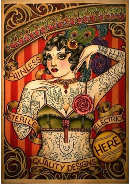 Şapel Dövme Vintage Vücut Reklam Sanatı Tablo Ahşap Poster Dekoratif