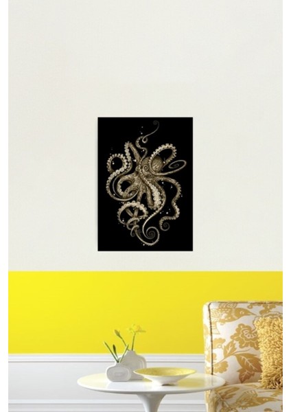 Octopsychedelia Sepya Tablo Ahşap Poster Dekoratif fiyatları