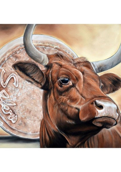 Inek Salers Auvergne Cantal Hélène Roux Hayvan Sanatı Hayvanlar Toros Ahşap Poster