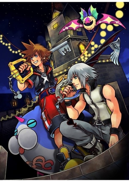 Sora ve Riku - Kingdom Hearts Dream Drop Distance Tablo Ahşap Poster Dekoratif