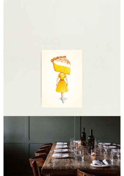 Pasta Kafası Pin-Up: Limon Beze Tablo Ahşap Poster Dekoratif