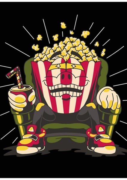 Popcorn, Cinema Tablo Ahşap Poster Dekoratif