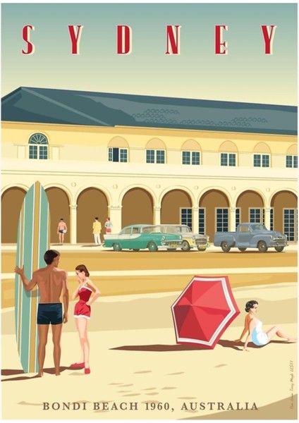 Sidney, Bondi Yıkananlar Pavyonu, 1960 Tablo Ahşap Poster Dekoratif